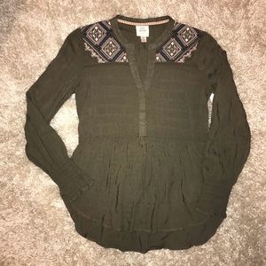 Army green long sleeve blouse